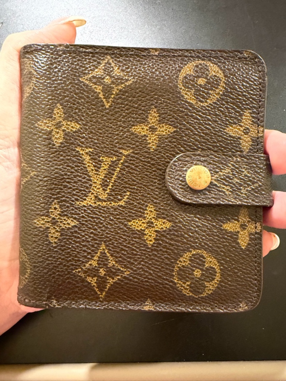 Louis Vuitton Textured Leather Wallet in Cognac